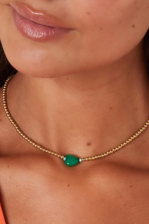 Herzkette - #summergirls-Kollektion Grün & Goldfarbe Edelstahl h5 Bild3